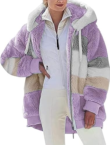 BLIBUNALA Teddyjacke Damen Wintermantel Damen Warm Winterjacke Wintermantel Winterjacke Lang Fleecejacke Übergangsjacke Übergangsjacke Herbst Fleecejacke Lang Fleecejacken Jacke Teddy Teddyfleece von BLIBUNALA