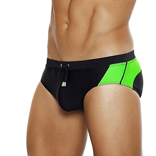 Badeslip Herren GrüN, Classic Strand Schwimmen Schnell Trocknend Schwimmhose Bikini Briefs Kurz Eng Anliegend Mode Atmungsaktiv Trunk Bade-Slip Low Rise Fashion für Wassersport Shorts Swimwear von BLIBUNALA
