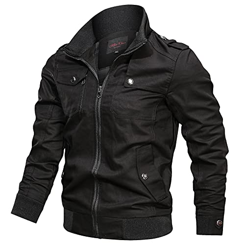 Bomberjacke Herren Winter Leder Army Jacke Bike Herbst Winter Feldjacke Militär Jacke Retro Militär Winterparka Abnehmbarer Kunstleder Blouson Steppjacke Business Vintage Cargojacke Wollmantel von BLIBUNALA