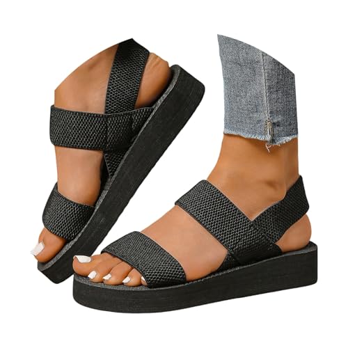 Flache Sandalen Damen Sommer - Offene Schuhe Schicke Bequem Latschen Breite Füße Sommerschuhe Sandaletten Mit Elastischen Riemen Outdoor Sport Plateau Sandals Für Freizeit Alltag Damen Sandalen Flache Sandalen Damen Sommer - Offene Schuhe Schicke Bequem Latschen Breite Füße Sommerschuhe Sandaletten Mit Elastischen Riemen Outdoor Sport Plateau Sandals Für Freizeit Alltag Damen Sandalen von BLIBUNALA