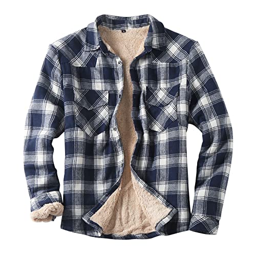 Holzfäller Thermohemd Herren Gefüttert Mit Kapuze Karierte Teddy-Fleece Flanellhemd Langarm Zipper Karierthemd Kapuzenhemd Hemdjacke Holzfällerhemd Thermo Arbeitshemd Sport Jacken Kapuzenpullover von BLIBUNALA