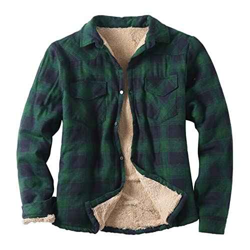 Holzfäller Thermohemd Herren Gefüttert Mit Kapuze Karierte Teddy-Fleece Flanellhemd Langarm Zipper Karierthemd Kapuzenhemd Hemdjacke Holzfällerhemd Thermo Arbeitshemd Sport Jacken Kapuzenpullover von BLIBUNALA