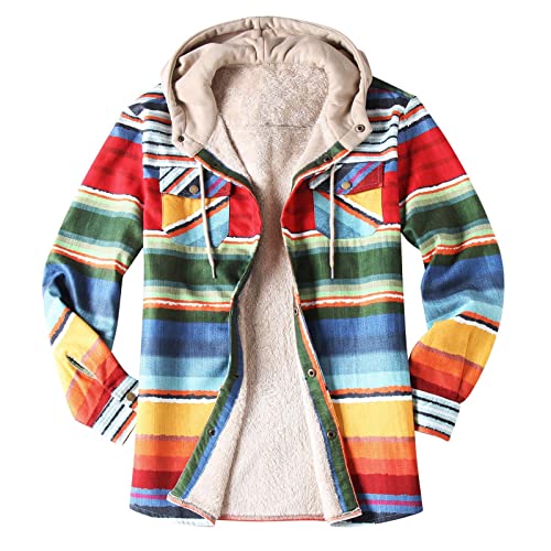 Holzfäller Thermohemd Herren Gefüttert Mit Kapuze Karierte Teddy-Fleece Flanellhemd Langarm Zipper Karierthemd Kapuzenhemd Hemdjacke Holzfällerhemd Thermo Arbeitshemd Sport Jacken Kapuzenpullover von BLIBUNALA