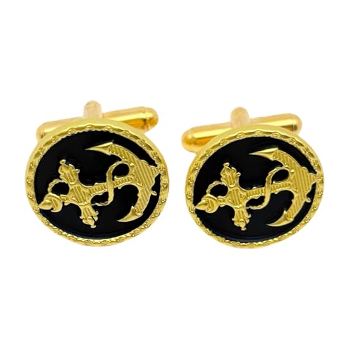 BLIKEJIN Herren-Manschettenknöpfe aus Metall, goldener Anker, Retro-Stil, exquisiter Business-Stil, Zeremonie, Bankett, Abschlussfeier, formelle Hemd-Accessoires BLIKEJIN Herren-Manschettenknöpfe aus Metall, goldener Anker, Retro-Stil, exquisiter Business-Stil, Zeremonie, Bankett, Abschlussfeier, formelle Hemd-Accessoires von BLIKEJIN