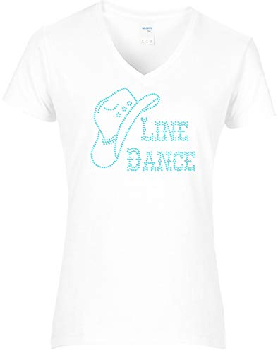 BlingelingShirts Damen Fun Shirt Line Dance Schriftzug hellblau Line Dance Shirt. Weiss. Gr. M von BLINGELING