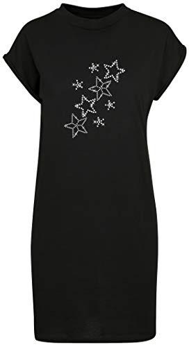BlingelingShirts Damen Fun Shirt Longshirt Shirtkleid Sterne kristall Stars Sternenmotiv Sternchen. schwarz. Gr. 2XL Evi von BLINGELING