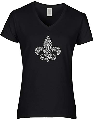 BlingelingShirts Damen Fun Shirt große Lilie Strass kristall BlumeLilie Symbol Lily. schwarz. Gr. S PR von BLINGELING