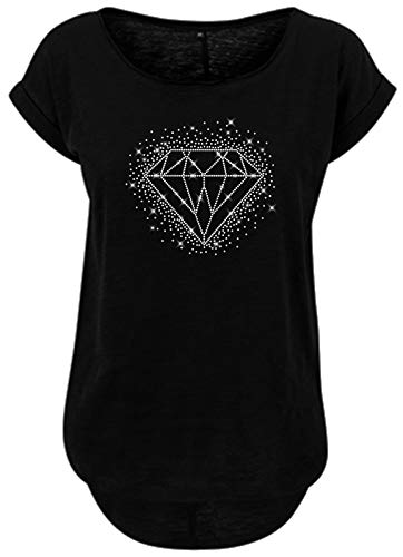 BlingelingShirts Damen Fun Shirt großer Diamant in kristall Glitzer Klunker Bling. schwarz. Gr. XL Evi von BLINGELING