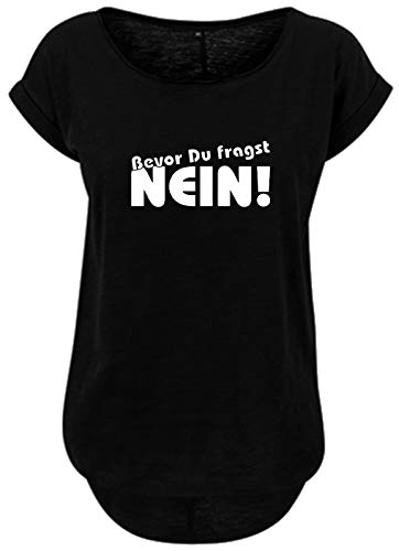 BlingelingShirts Damen Fun Shirt witzige Sprüche Bevor Du fragst Nein Aufdruck weiß ohne Glitzer. schwarz. Gr. 2XL Evi von BLINGELING