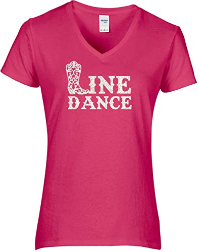 BlingelingShirts Glitzer Shirt Damen Line Dance Schriftzug Westernstiefel als L Westernshirt. T-Shirt. Grösse L. pink von BLINGELING