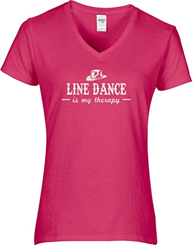 BlingelingShirts Glitzer Shirt Damen Line Dance is My Therapy. T-Shirt. Grösse S. pink von BLINGELING