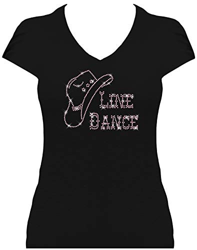 BlingelingShirts Shirt Damen Fun-Shirt Line Dance Schriftzug rosa Line Dance Shirt. schwarz. Gr. L von BLINGELING