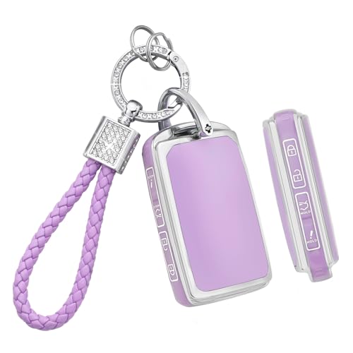 BLINGOOSE Autoschlüssel Hülle für Mazda 4 Tasten Schlüsselhülle Cover Schlüsselgeh?use Schutzhülle Glitzer Schlüsselanh?nger für Mazda 3 6 CX5 CX30 CX9 CX50 CX90 MX5 Miata Lila Girly Frauen TPU von BLINGOOSE