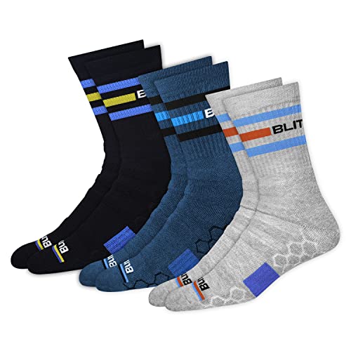 BLITZSOX 3 Paar Sportsocken Herren Damen Crew Socken Hitech Leistung Unisex Socken (Laufen, Tennis, Training & Fitness), Größe: 38-42 von BLITZSOX