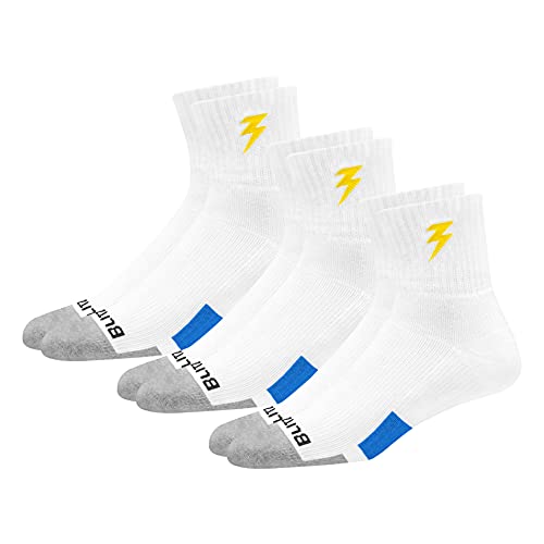 BLITZSOX 3 Paar Tennissocken Herren Damen Sportsocken HiTech Leistung Max Baumwolle Kissen, weiße Tennissocken Sneaker Socken (EU 47-49) von BLITZSOX