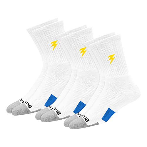 BLITZSOX 3 Paar Tennissocken Herren Damen Sportsocken HiTech Leistung Max Baumwolle Kissen, weiße TennissockenCrew Socken (EU 47-49) von BLITZSOX