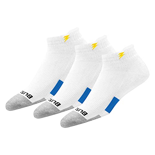 BLITZSOX 3 Paar Tennissocken Herren Damen Sportsocken HiTech Leistung Max Baumwolle Kissen, weiße knöchellange Tennissocken, (EU 47-49) von BLITZSOX