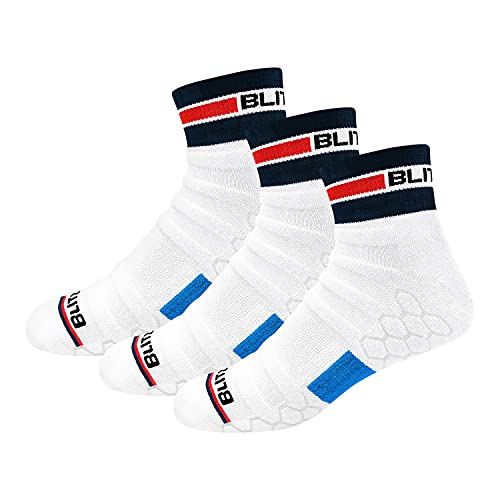 BLITZSOX 3 Paar Sneaker Socken Sportsocken Herren Damen HiTech Leistung Unisex Gestreift Quarter Socken (Laufen, Tennis, Training & Fitness), Größe: 43-46 von BLITZSOX