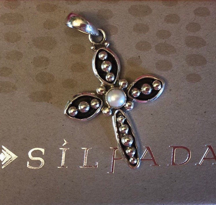 Silpada Sterling Silber & Süßwasserperle Und Kreuz Anhänger S0971 von BLJewlsSilpada