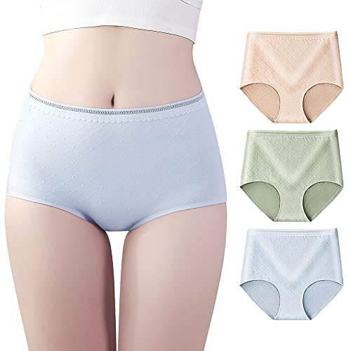 BLKDOTS Frauen weiche Baumwolle Höschen hohe Taille Hipster Briefs Tag Free & Seamless Unterwäsche atmungsaktiv Unterhosen 3er-Pack von BLKDOTS