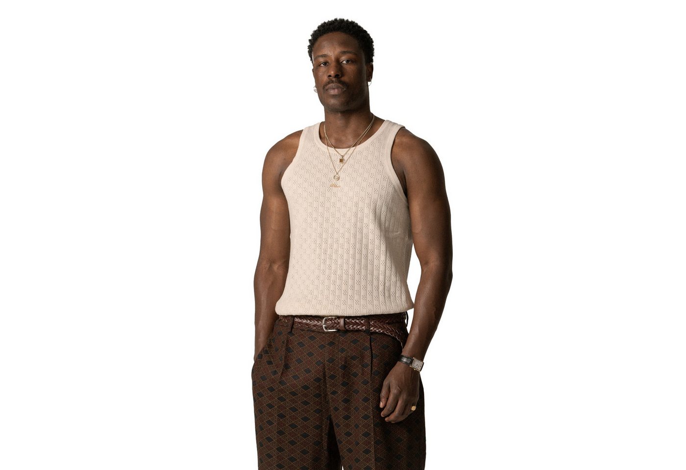 BLKVIS Muskelshirt Pointelle Script Tank, natur von BLKVIS