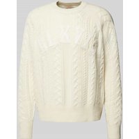 BLKVIS Strickpullover mit Zopfmuster und Rundhalsausschnitt in Offwhite, Größe S von BLKVIS