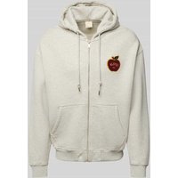 BLKVIS Sweatjacke mit Label-Stitching in Hellgrau Melange, Größe XL von BLKVIS