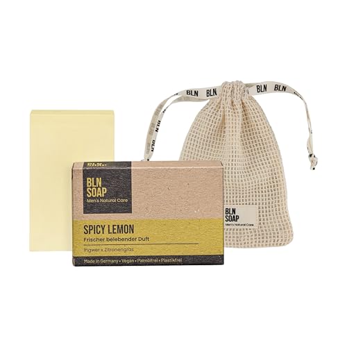 Feste Seife Männer + Baumwoll-Seifensäckchen: 3-in-1 Männerseife + Seifenbeutel für Aufbewahrung & Peeling – Seifenstück Nachhaltig & Vegan, Natürliche Duschseife für Hand, Körper & Haare, BLN SOAP Feste Seife Männer + Baumwoll-Seifensäckchen: 3-in-1 Männerseife + Seifenbeutel für Aufbewahrung & Peeling – Seifenstück Nachhaltig & Vegan, Natürliche Duschseife für Hand, Körper & Haare, BLN SOAP von BLN SOAP