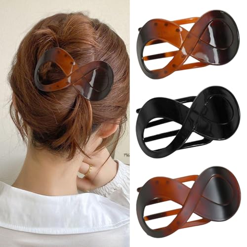 3 Stück rutschfeste Haarklammern für Damen – große, flache Klammern für dickes Haar, Schwarz von BLNC