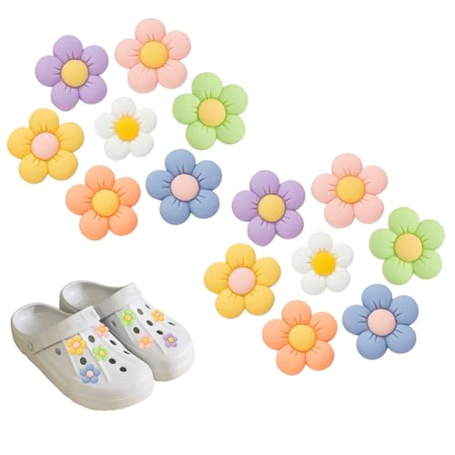 BLNC 14 Stück Gänseblümchen-Krokodil-Charms – süße Schuhdekorationen für Mädchen (7 Farben) von BLNC