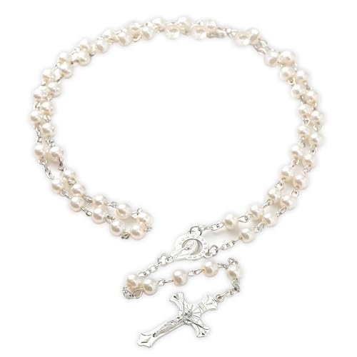 BLNC Rosenkranz Halskette, Konfirmationsgeschenke für Mädchen weiße Rosenkranzperlen katholische Frauen Erstkommunion Geschenke BLNC Rosenkranz Halskette, Konfirmationsgeschenke für Mädchen weiße Rosenkranzperlen katholische Frauen Erstkommunion Geschenke von BLNC