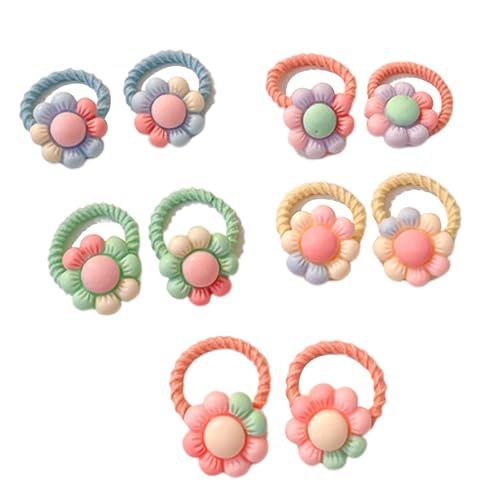 10-teiliges elastisches Haargummi-Set mit Cartoon-Motiv für kleine Mädchen und Kleinkinder, mit bunten Blumen- oder Obst-Designs von BLNGET
