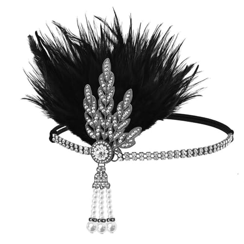 1920er Jahre elegantes Strass-Haarband mit Blattfedern, für Hochzeiten, Partys und formelle Veranstaltungen, bequemes elastisches Band von BLNGET