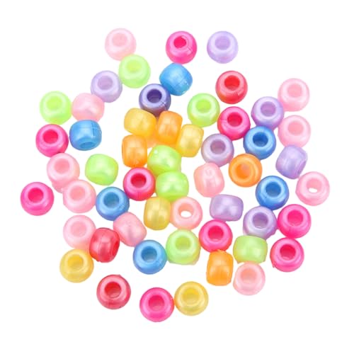 200 runde bunte Acryl-Haarperlen, leuchten im Dunkeln, für Kinder, Mädchen, Zöpfe und Frauen, modisches Haar-Accessoire von BLNGET