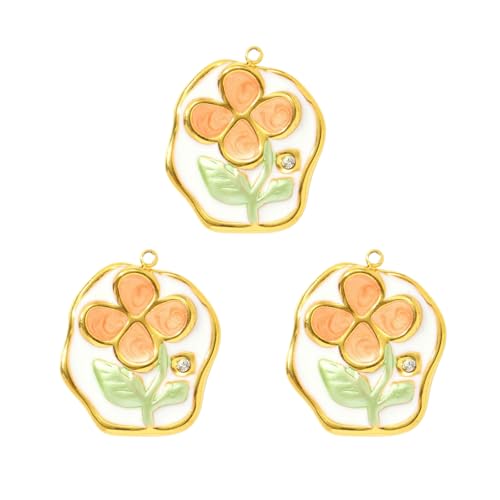 3 Stück Edelstahl Blumen-Farbverlauf Anhänger Handwerk Schmuck Bastelbedarf für Halskette Armband Ohrringe Accesso, As show, Edelstahl von BLNGET