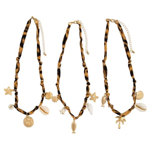 BLNGET 3 Stück verstellbare Strand-Themen-Halsketten mit Seestern-Muschel-Anhänger für Damen, Schmuck-Schlüsselbein-Kette von BLNGET