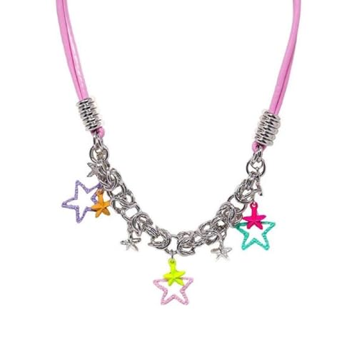 BLNGET Bunte Sternperlen-Halskette für Damen, tragbarer Schmuck mit stabiler Kordel, As show, Gemischte Materialien von BLNGET