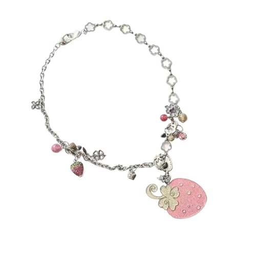 BLNGET Entzückende Halskette mit Erdbeer-Anhänger, verstellbare Kette, leichtes Design für den täglichen Gebrauch, trendiger Schmuck von BLNGET
