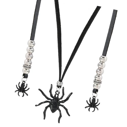 BLNGET Halloween-Halskette mit Arachniden-Anhänger, benutzerfreundliches Legierungsdesign für Kostümpartys und Gothic-Schmuckliebhaber, As show, PU + Zinklegierung von BLNGET