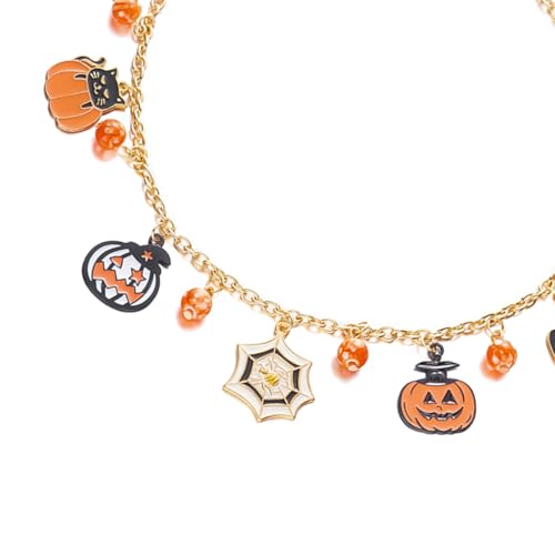 BLNGET Halloween-Kürbis-Halskette, festlicher Schmuck, verstellbar, tragbar, Legierung, Party-Zubehör, As show, Metall von BLNGET