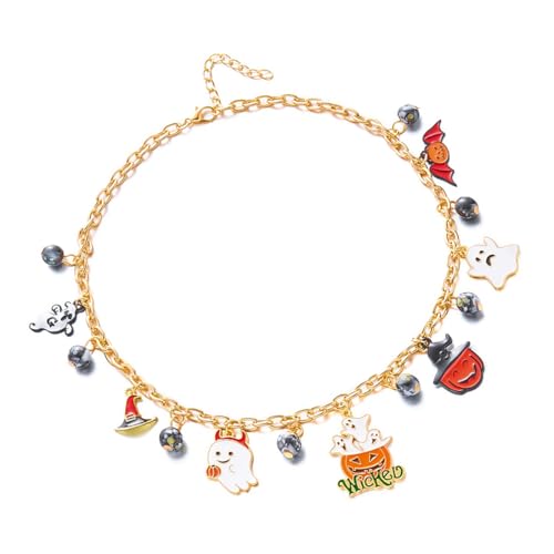 BLNGET Halloween-Kürbis-Halskette, festlicher Schmuck, verstellbar, tragbar, Legierung, Party-Zubehör, As show, Metall von BLNGET