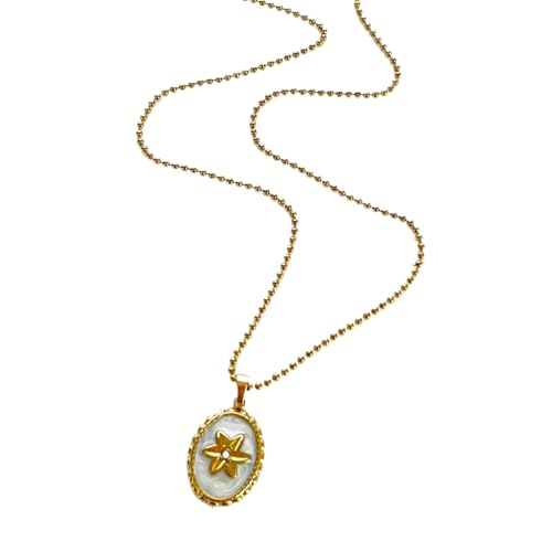 BLNGET Halskette mit Blumen-Anhänger aus Edelstahl mit Rosen- und Schmetterlings-Designs zum Stylen, verstellbare Schlüsselbeinkette, As show, Edelstahl von BLNGET