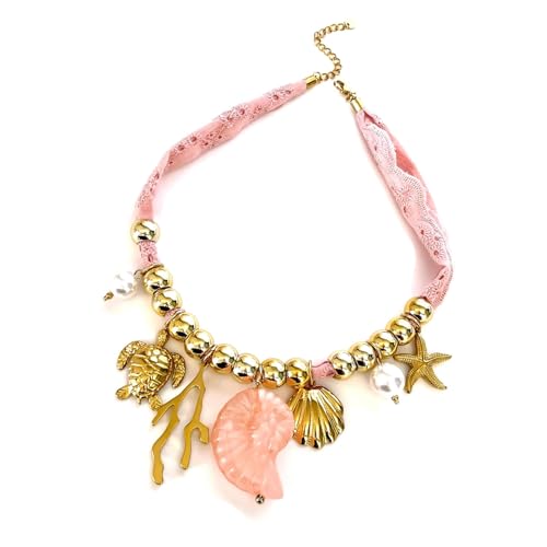 BLNGET Halskette mit Meeresmotiv, verstellbar, Keramik, Muschelanhänger, leicht, für Strand-Outfits, Geschenke von BLNGET