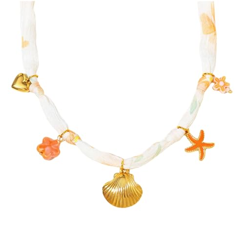 BLNGET Halskette mit Muschel-Anhänger, leicht, Strandschmuck, Edelstahl, Charm, Band, Kette, Accessoire für Urlaubs-Outfit, As show, Edelstahl, Band von BLNGET