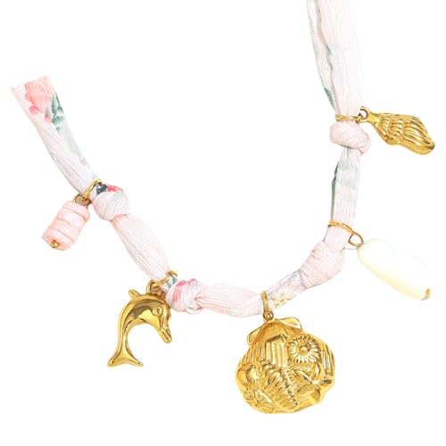 BLNGET Halskette mit Muschel-Anhänger, leicht, Strandschmuck, Edelstahl, Charm, Band, Kette, Accessoire für Urlaubs-Outfit, As show, Edelstahl, Band von BLNGET