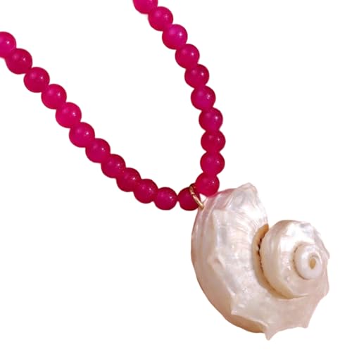 BLNGET Natürliche Muschel-Halskette, handgefertigt, Ozeanik-Schmuck, tragbares Strand-Accessoire für Damen und Herren, As show, Muschel von BLNGET