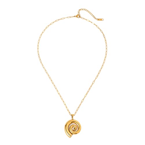BLNGET Strandschmuck Spiralen Conch Anhänger Halskette für Frauen Wasserdicht Edelstahl Trendy, As show, Edelstahl von BLNGET