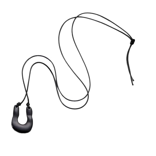 BLNGET Trendige U-Form Umriss lange Lederschnur Halskette Legierung Anhänger Frauen Schmuck Zubehör, As show, Metall von BLNGET