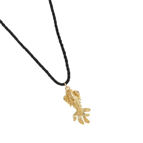 BLNGET Trendige verstellbare Halskette mit Fisch-Anhänger, modische Halskette, Damen-Schmuck-Accessoire, As show, Kupfer, farbiges Seil von BLNGET