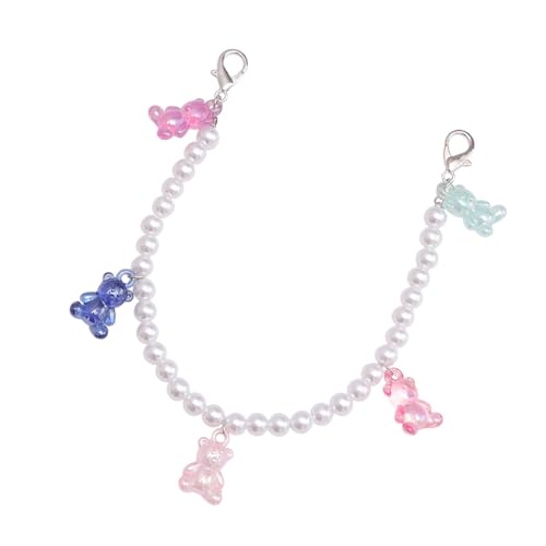 BLNGET Trendiger Muschelstern-Anhänger Dopamin-Bär, Taschenkette, Imitationsperlen zum Aufhängen, Kette für Damen, Schmuckzubehör, As show, Legierung + Imitationsperle + Öltropfen-Muschel von BLNGET